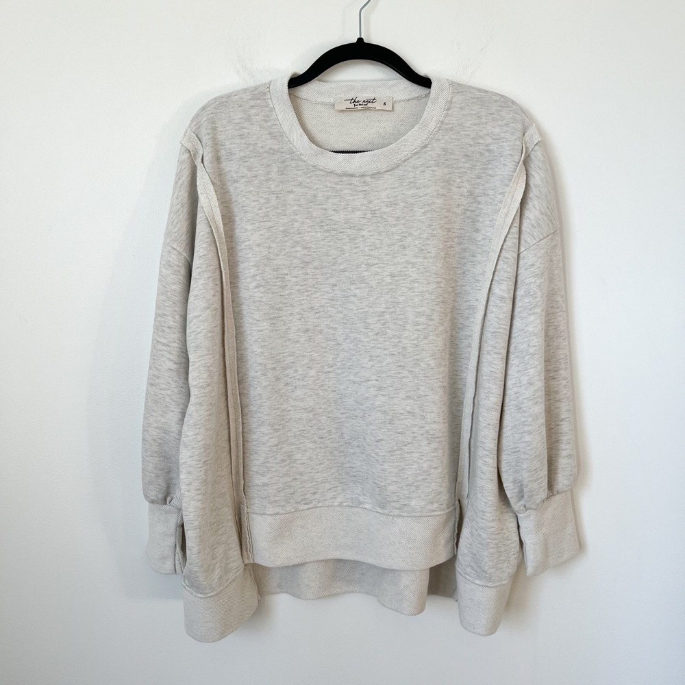 The Nest Three Bird Nest Chasing Comfort Pullover Heather Light Gray Women Small